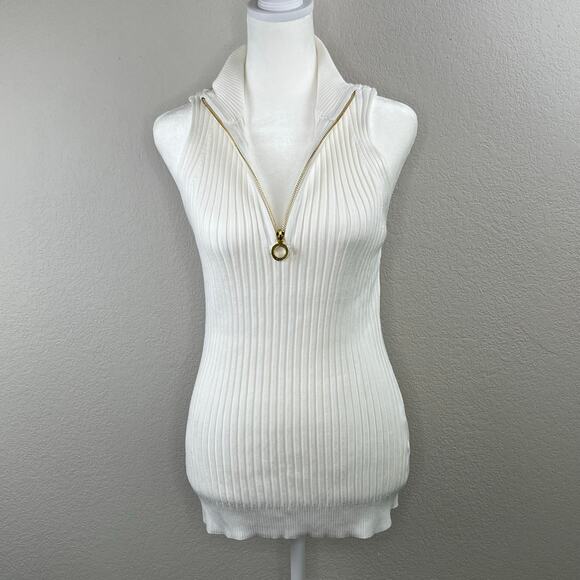Belldini Black Label White Quarter Zip Mock Neck Sleeveless Sweater Plus 1X NWT - Picture 5 of 15